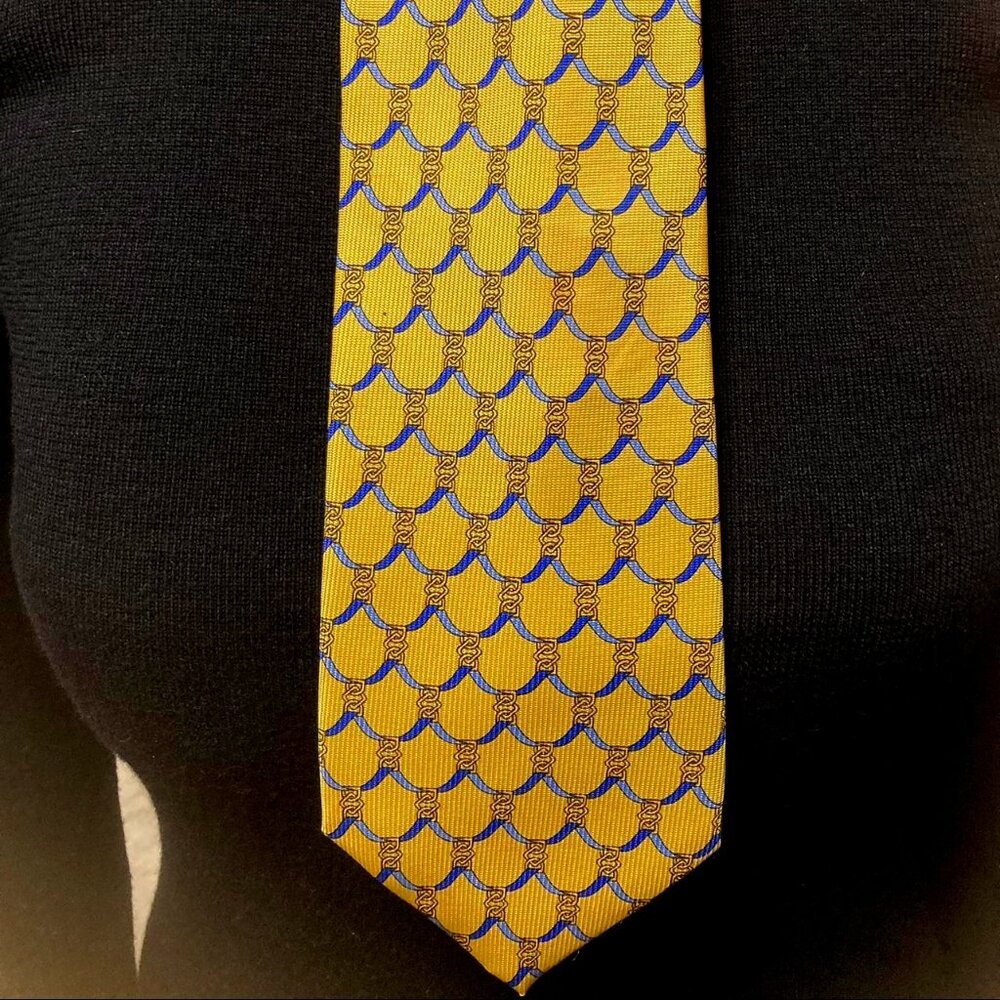 Fumagalli’s Italian pure 100% Silk Tie yellow blue